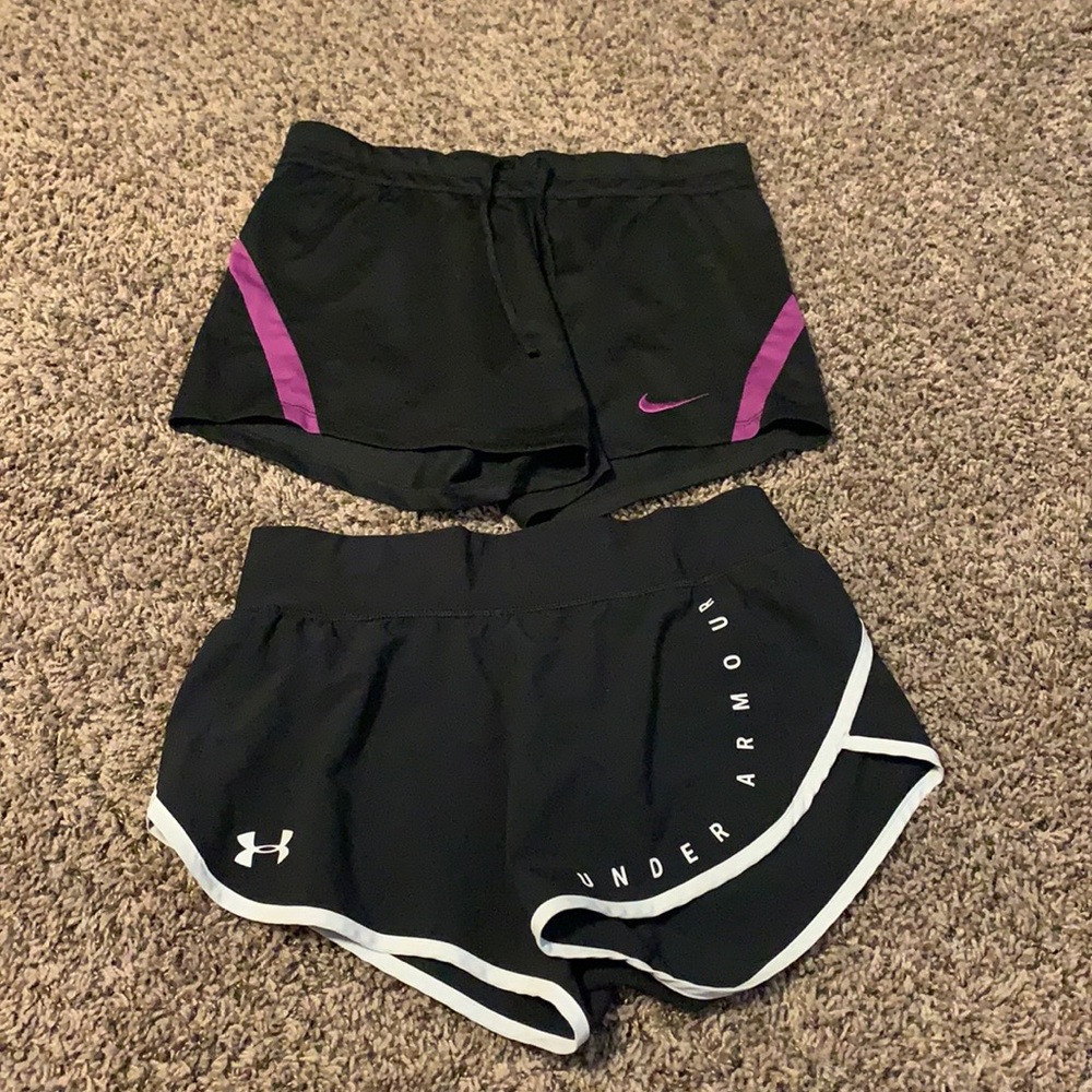 Nike running shorts and Under Armor shorts size small